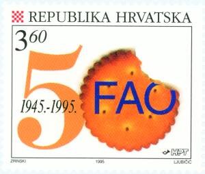 50. OBLJETNICA ORGANIZACIJE UJEDINJENIH NARODA I FAO -OTKRHNUTI KREKER, INICIJALI FAO