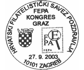 HRVATSKI FILATELISTIČKI SAVEZ POZDRAVLJA FEPA KONGRES GRAZ